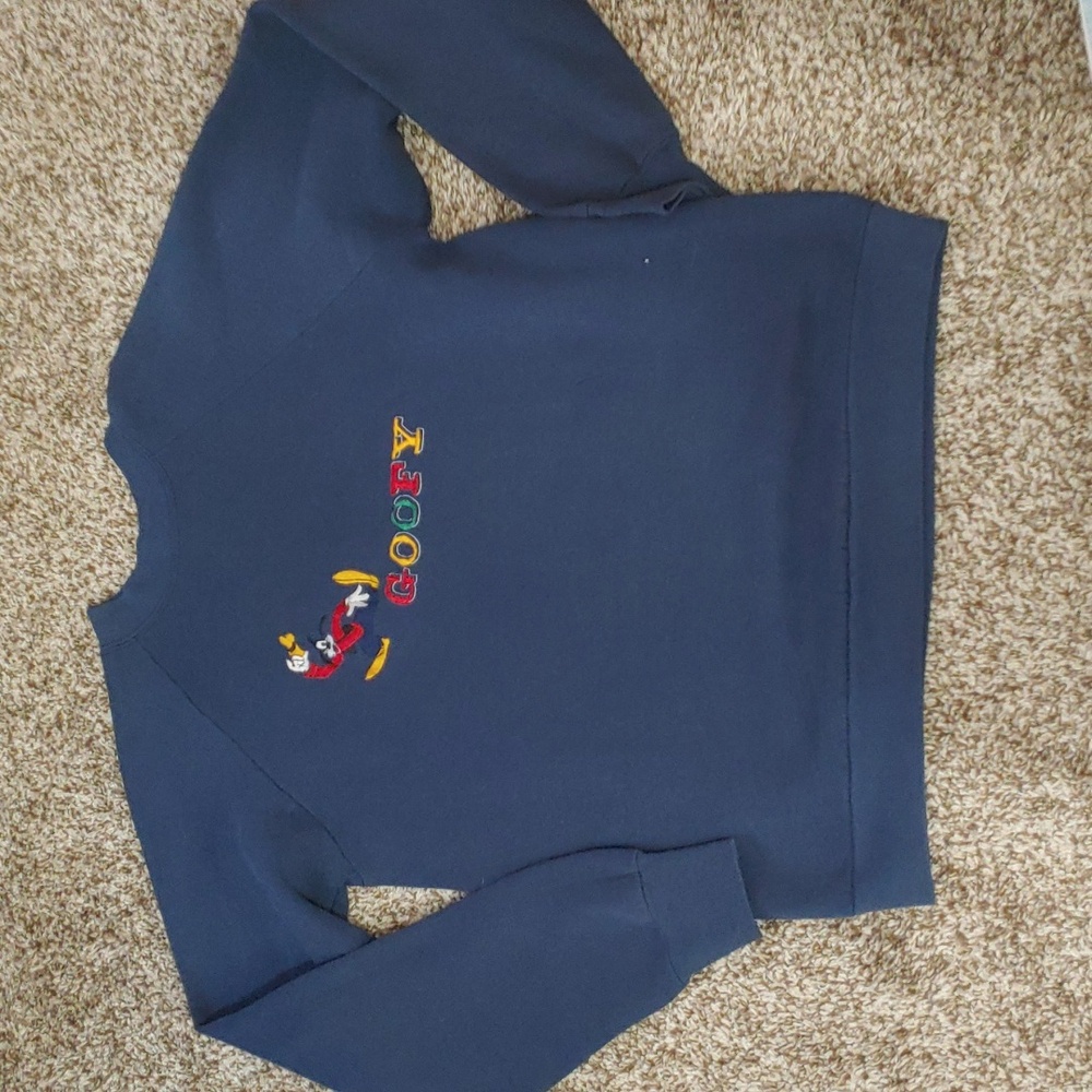 VTG Disney Goofy Sweatshirt Embroidered Navy Blue Adult Size Large